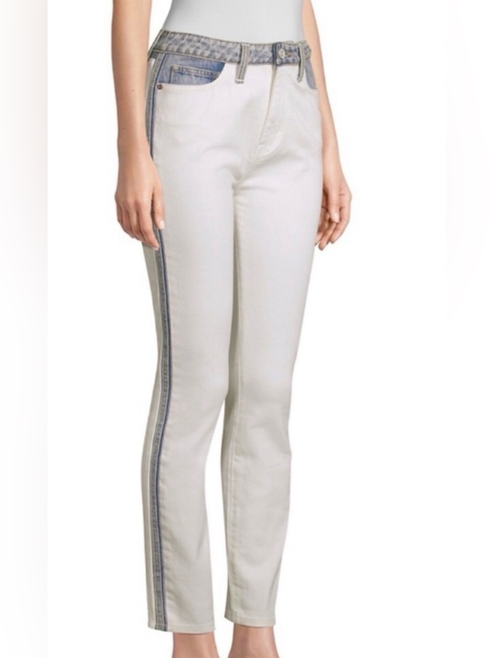Joie white and blue colorblock denim jeans high-rise waist size 25